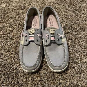 Sperry Gray/Pink Topsider Shoes Size 8.5